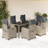 VidaXL Set mobilier de grădină cu perne, 7 piese, gri, poliratan
