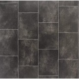Linoleum Rezidential Antiderapant Clasa 21, Belgia, Model Lara 8409, Suport Spuma, Grosime 2.3 mm, Imitatie Gresie, Gri, Maro, PVC, Latime 2m, Marime