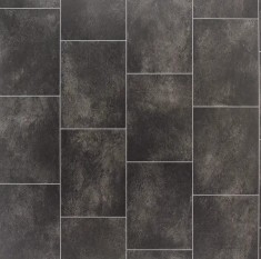 Linoleum Rezidential Antiderapant Clasa 21, Belgia, Model Lara 8409, Suport Spuma, Grosime 2.3 mm, Imitatie Gresie, Gri, Maro, PVC, Latime 2m, Marime