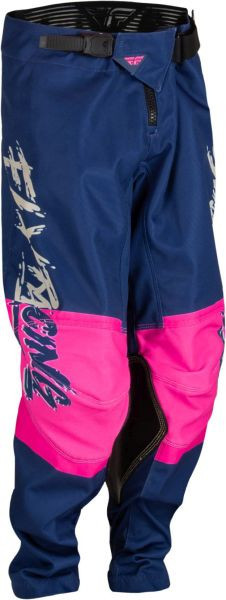 Pantaloni Off-Road Copii Fly Racing Youth Kinetic Khaos, Albastru/Roz/Gri, Marime 22