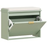 HOMCOM Bancă pentru &icirc;ncălțăminte cu perniță tapițată și sertar rabatabil pentru hol, dormitor, 62 x 26 x 47,5 cm, verde | Aosom Romania