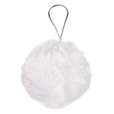 Glob Brad Crăciun, Model Blană, Culoare Alb, Diametru 8cm
