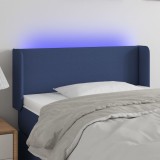 vidaXL Tăblie de pat cu LED, albastru, 93x16x78/88 cm, textil 3122944