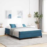 vidaXL Pat boxspring cu saltea Albastru &icirc;nchis 160 x 200 cm Catifea