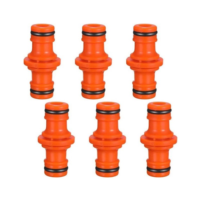 Conector dublu pentru furtun, plastic, rosu, 1/2&quot;, 6 buc / set