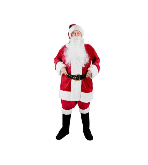 Costum Mos Craciun cu ghete, manusi, barba, curea, caciula marime universala