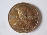 Cumpara ieftin Medalia Mihai Viteazul 1601-2001:Asociatia Cultul Eroilor-Fondatorul Asociatiei Ioan Antonescu,diametrul=60 mm,greutate=111,42 grame