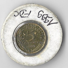 Moneda 5 centimes 1999 - Franta, tiraj: 25.500