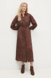 Answear Lab rochie culoarea maro, maxi, evazată
