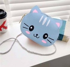 Geanta mini de umar, TAIKESEN, forma pisica, albastra