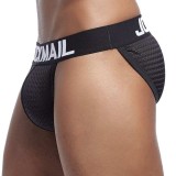 Chiloti Jockstrap Barbati JockMail Push Up Suspensor Boxeri Mesh Open Side Sexy, Alb, Bleumarin, XL