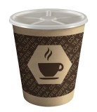 Set 8 pahare carton cu capac pentru cafea, 250 cc