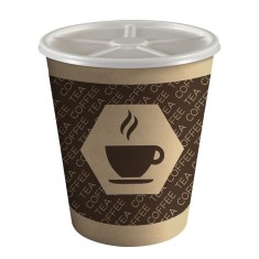 Set 8 pahare carton cu capac pentru cafea, 250 cc