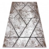 Covor modern COZY 8872 Wall, geometric, triunghiurile - structural două niveluri de l&acirc;nă braun, 140x190 cm, Dreptunghi, Lana