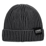 Caciula tricotata pentru barbati, gri cu negru, captuseala fleece, CMCLASS