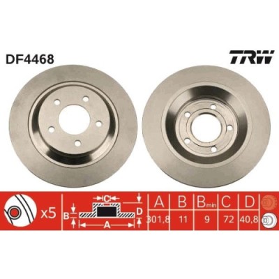 Set discuri frana spate TRW, Mazda 5 (Cr19), 02.05-12.2010, 5 (Cw), 06.10-, spate; puntea spate; Sistem de franare : 16&amp;amp;quot; foto