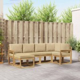 vidaXL Set de canapele de exterior cu pernă 6 pcs Alb și Bej Poliester 3387867