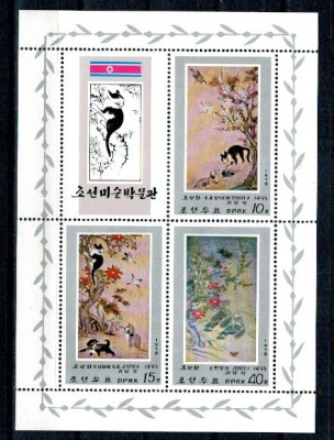 DPR Korea 1978 - Picturi cu animale, pisici, bloc neuzat foto