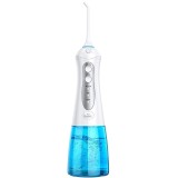 Irigator Bucal Profesional Portabil, 300ml, Alb/Albastru, USB, 3 Moduri: Normal, Soft, Pulse, Protectie Supraincalzire, Baterie 1400mAh
