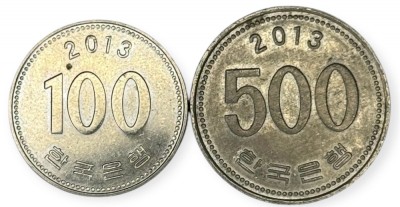 Coreea de Sud , lot 34 - 100 + 500 Won 2013 foto