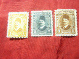 3 Timbre Egipt 1936 cu inscris Postes , val. 1,2,5m stampilate
