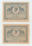 ROMANIA - LOT 2 x 100 LEI 1945 , MIHAI I , B1.50