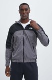 The North Face geaca Wind Shell Full Zip barbati, culoarea gri, de tranzitie, NF0A879FRPI1