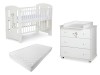 Set mobilier bebelusi Klups Safari Giraffe alb cu patut, comoda si saltea