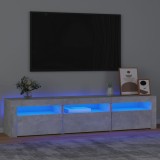 VidaXL Comodă TV cu lumini LED, gri beton, 180x35x40 cm