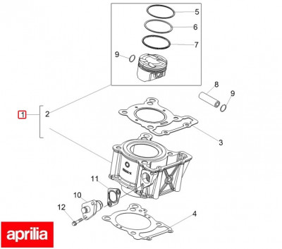 Set motor (kit cilindru) original Aprilia RS 125 Replica (17-20) - RX - SX 125 (17-20) - Tuono 125 ABS (17-20) 4T LC 125cc D58.00 bolt foto