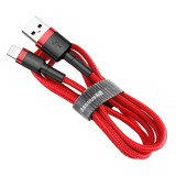 Cablu Baseus Cafule S&acirc;rmă &icirc;mpletită Din Nailon Durabil USB / Lightning QC3.0 1,5A 2M Roșu (CALKLF-C09)