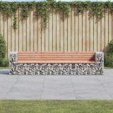 Cumpara ieftin Bancă de grădină tip gabion 287x71x65,5 cm, lemn masiv Douglas