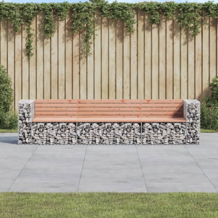 Gossi banca de gradina tip gabion 287x71x65,5 cm, lemn masiv douglas
