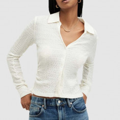 AllSaints bluza CONNIE SHIRT femei, culoarea alb, neted, W095PA