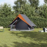 vidaXL Cort de camping &icirc;n formă de A pentru 3 persoane, impermeabil, gri și portocaliu