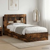 Cumpara ieftin Cadru de pat cu depozitare si tablie Stejar fumuriu 90 x 190 cm