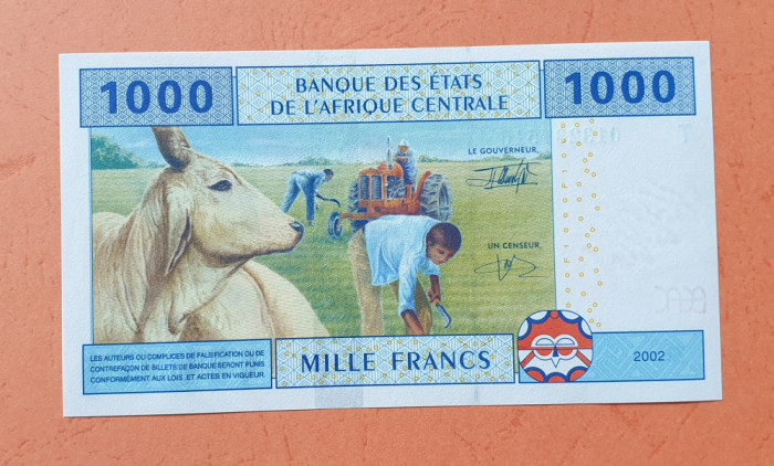 1000 Franci Mille francs 2002 Africa Centrala - piesa SUPERBA - UNC