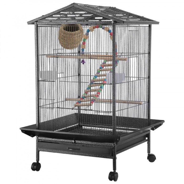 Colivie pentru pasari cu roti, metalica, interior si exterior, 45 x 45 ...