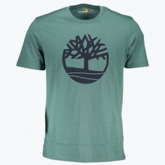 Tricou barbati din bumbac organic cu imprimeu cu logo si croiala Regular fit, Verde deschis S, Verde, S INTL