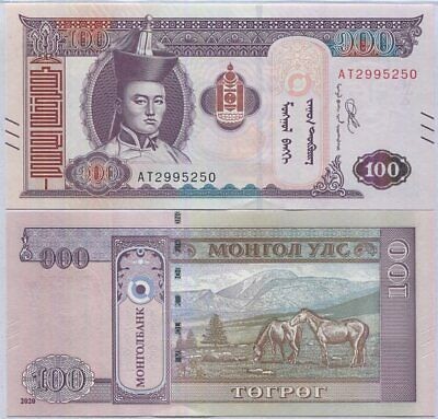 !!! MONGOLIA - 100 TUGRIK 2020 - P NEW - UNC / CU SEMNE PTR. ORBI &amp; SEMN. NOUA