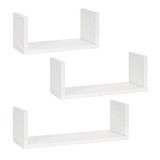 Set 3 rafturi de perete din MDF pentru decor si organizare, 30, 45 si 60 cm, alb Household NewTrend