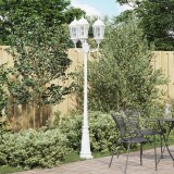 VidaXL St&acirc;lp de iluminat de grădină cu 3 lămpi E27 Alb 235 cm Aluminiu