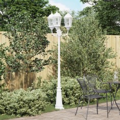 vidaXL St&acirc;lp de iluminat de grădină cu 3 lămpi E27 Alb 235 cm Aluminiu