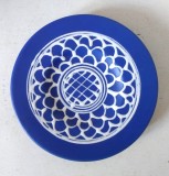 Farfurie ceramica decorativa mica, facuta si decorata manual, semnata, 13cm diametru