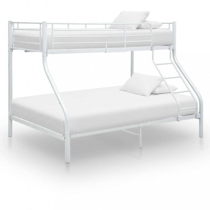 vidaXL Cadru de pat supraetajat, alb, 140 x 200/90 x 200 cm, metal