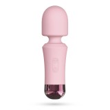 Vibrator Crushious Wanda Mini Wand, 10 Moduri Vibratii, Silicon, USB, Roz, 12.5 cm