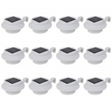 Gossi lampi solare de exterior pentru gard cu led, 12 buc., alb
