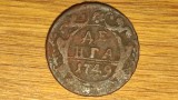 R08 Rusia imperiu - moneda de colectie - raritate - 1 denga 1749 -Elizaveta Petrovna, Europa