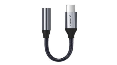 Ugreen Adaptor pentru căști mini jack de 3,5 mm la adaptor pentru căști USB tip C 10cm - gri (30632) foto
