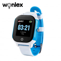 Ceas Smartwatch Pentru Copii Wonlex GW700S cu Functie Telefon, Localizare GPS, Pedometru, SOS, IP54 - Alb-Albastru, Cartela SIM Cadou foto